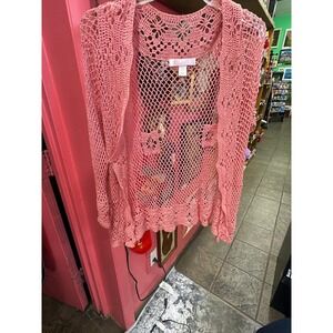 Vintage 90s  Crochet Victoria Secret Pink  Sweater (Size M/L)